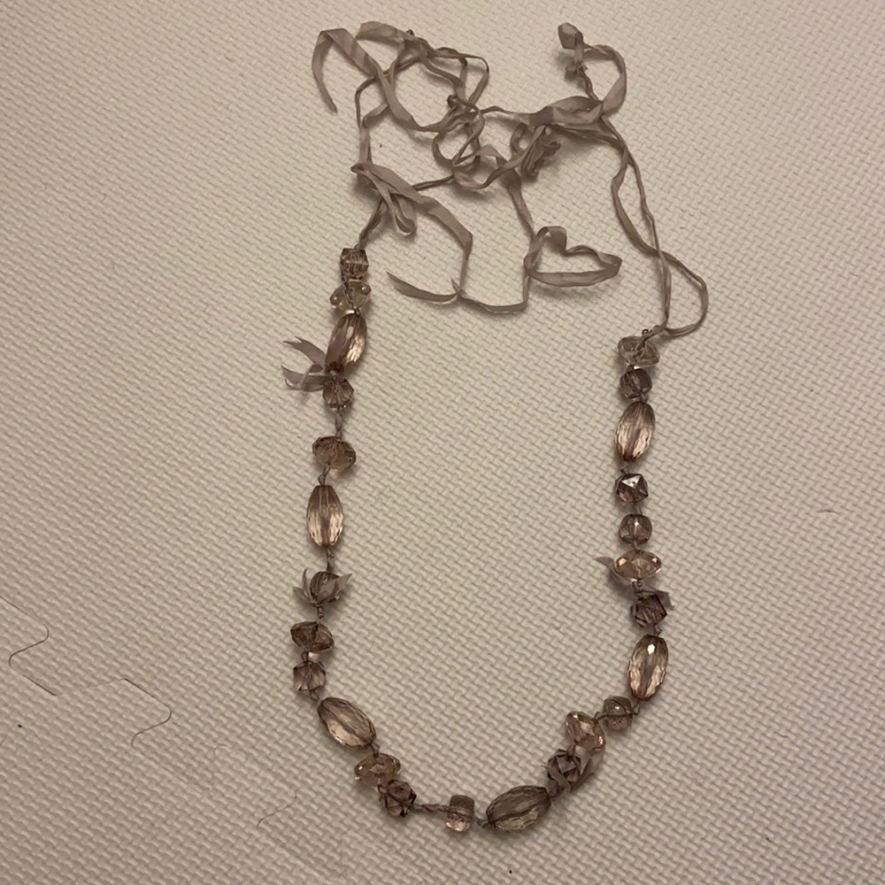 J. Crew ribbon bead purple necklace
